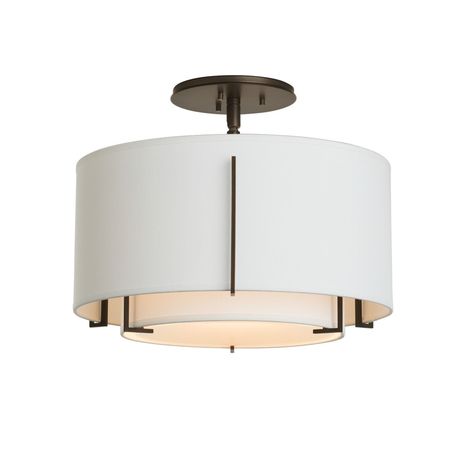 Hubbardton Forge - 126501-SKT-14-SF1099-SF1590 - Exos Small Double Shade Semi-Flush - Exos - Oil Rubbed Bronze