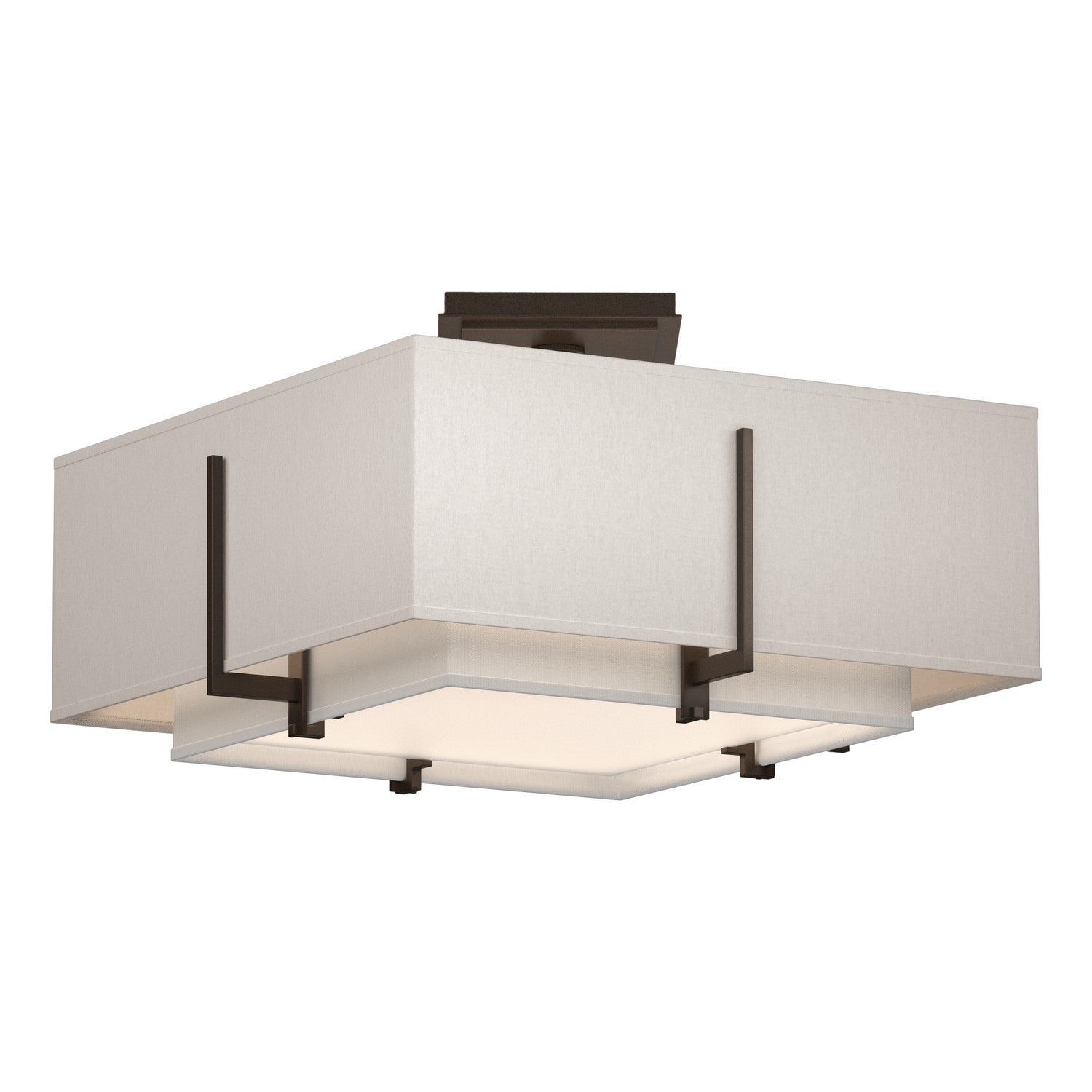 Hubbardton Forge - 126507-SKT-05-SF1205-SE1605 - Exos Square Small Double Shade Semi-Flush - Exos - Bronze