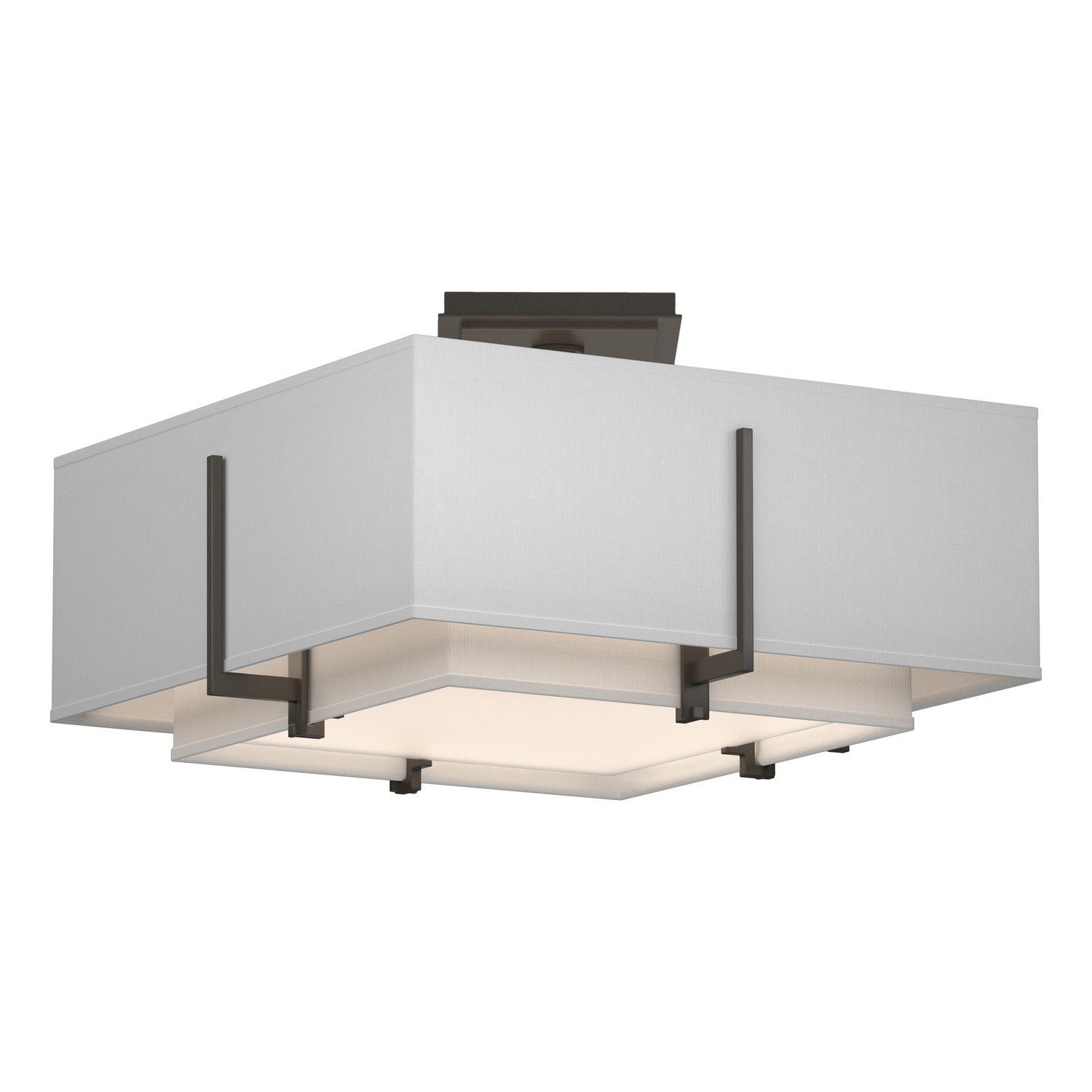 Hubbardton Forge - 126507-SKT-07-SF1205-SF1605 - Exos Square Small Double Shade Semi-Flush - Exos - Dark Smoke