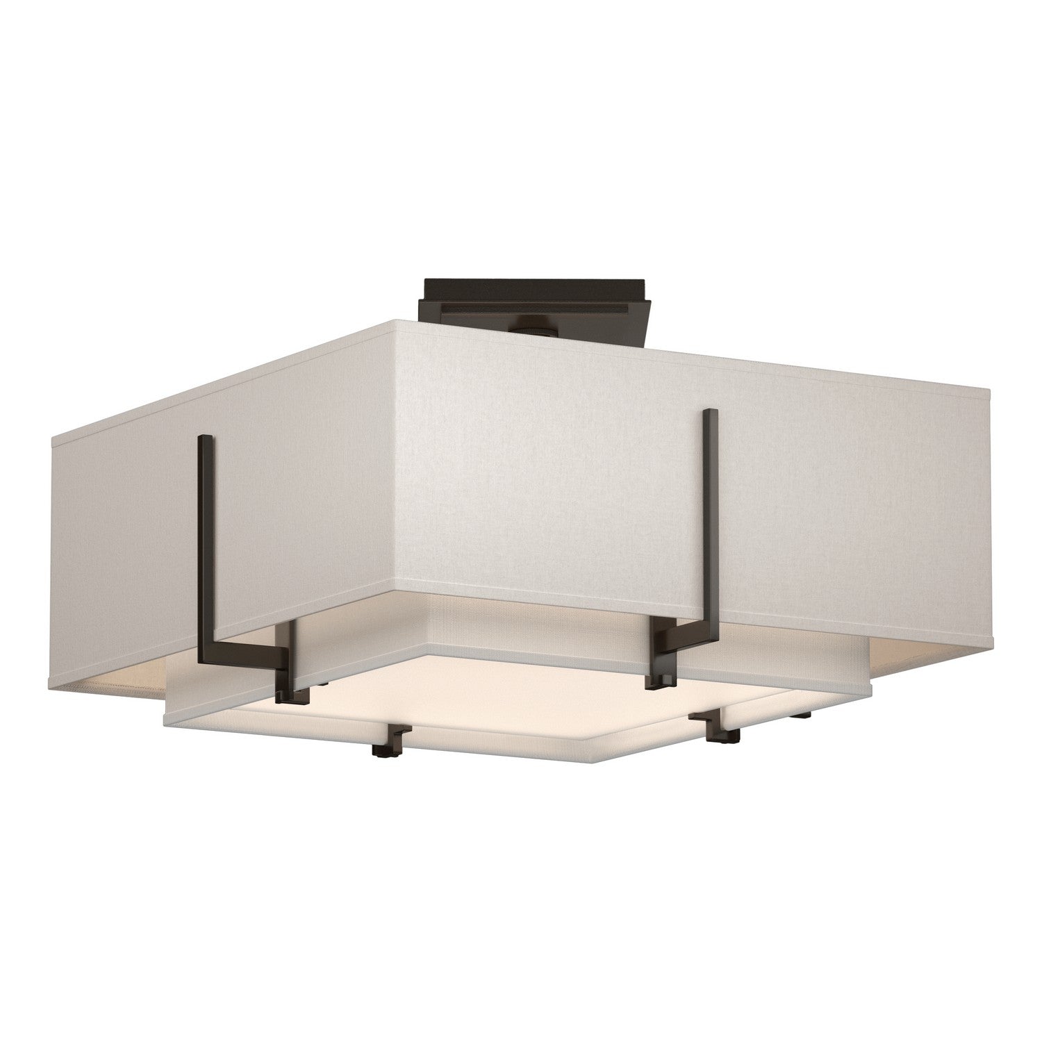 Hubbardton Forge - 126507-SKT-14-SF1205-SE1605 - Exos Square Small Double Shade Semi-Flush - Exos - Oil Rubbed Bronze