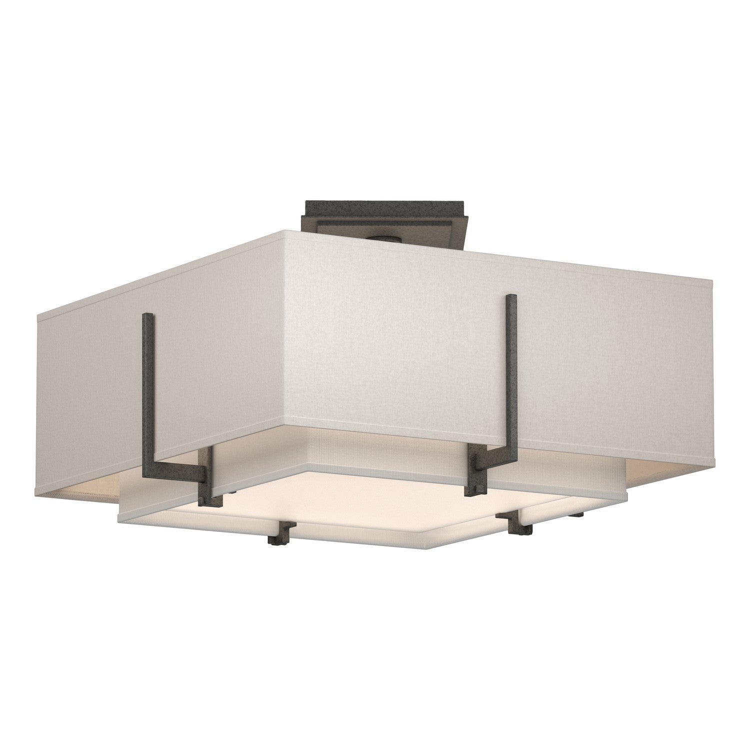 Hubbardton Forge - 126507-SKT-20-SF1205-SE1605 - Exos Square Small Double Shade Semi-Flush - Exos - Natural Iron