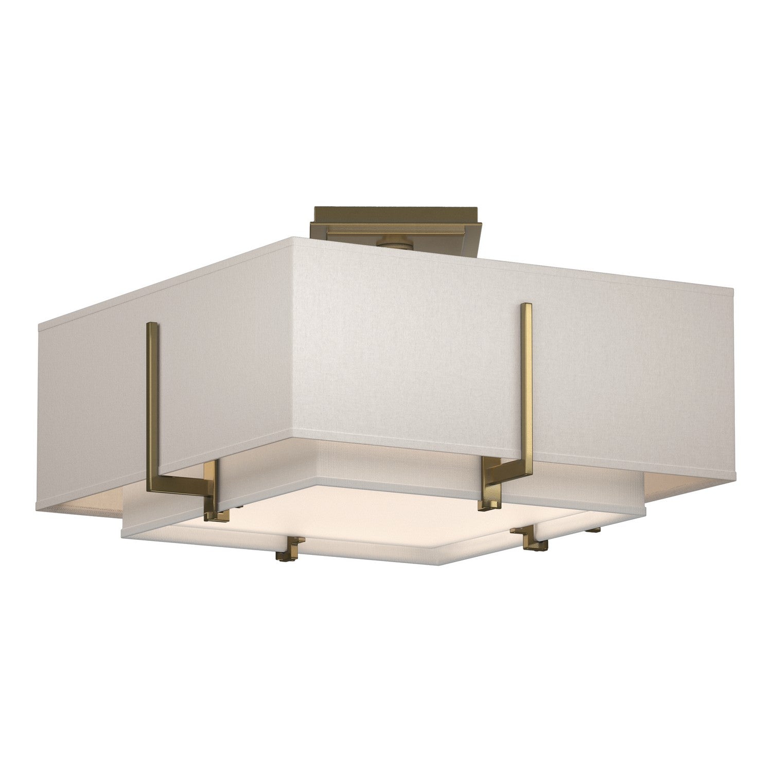 Hubbardton Forge - 126507-SKT-86-SF1205-SE1605 - Exos Square Small Double Shade Semi-Flush - Exos - Modern Brass