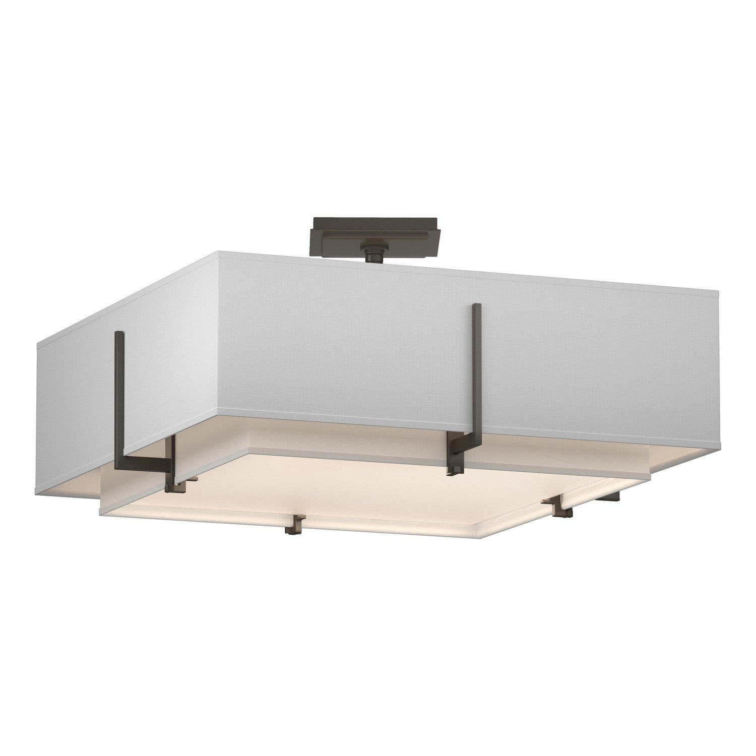 Hubbardton Forge - 126510-SKT-07-SF1605-SF2012 - Exos Square Double Shade Semi-Flush - Exos - Dark Smoke
