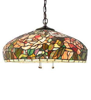 Meyda Tiffany - 12752 - Three Light Pendant - Tiffany Peony - Mahogany Bronze