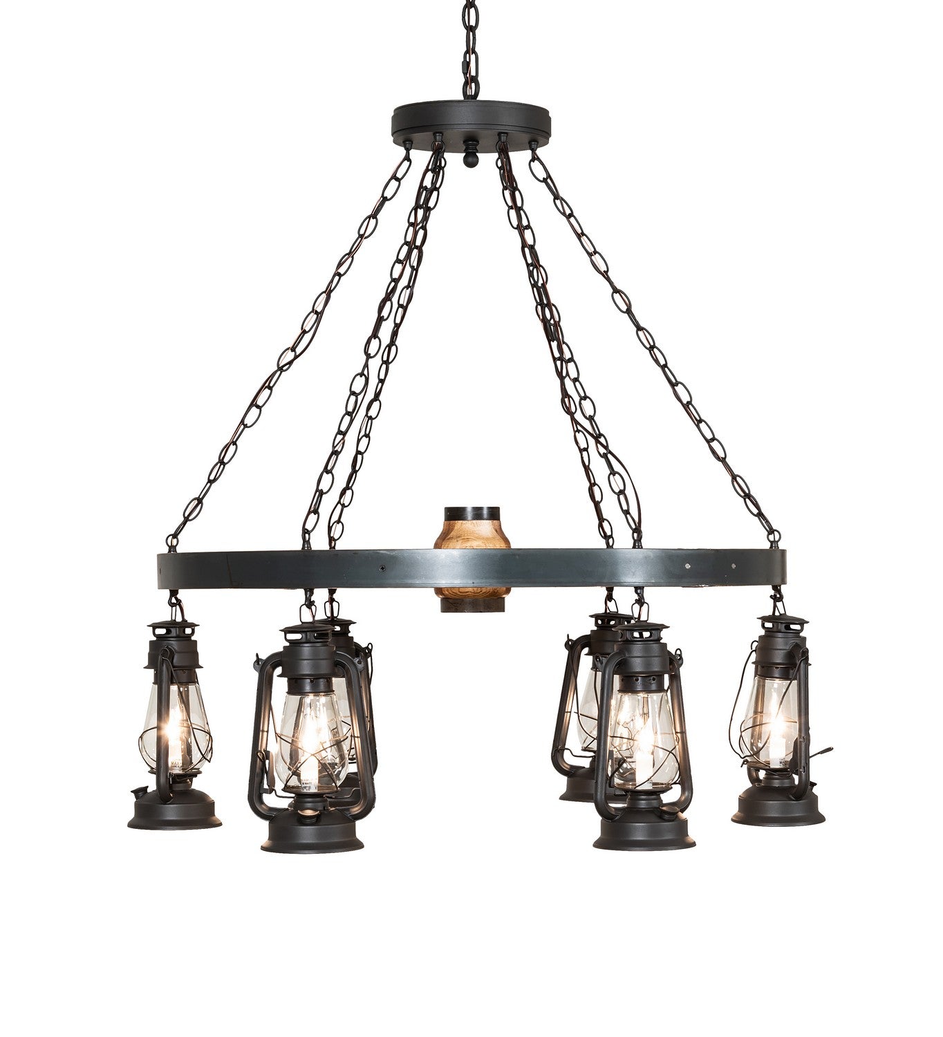 Meyda Tiffany - 254513 - Six Light Chandelier - Miners Lantern - Wrought Iron