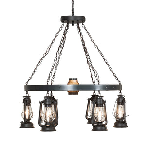 Meyda Tiffany - 254513 - Six Light Chandelier - Miners Lantern - Wrought Iron