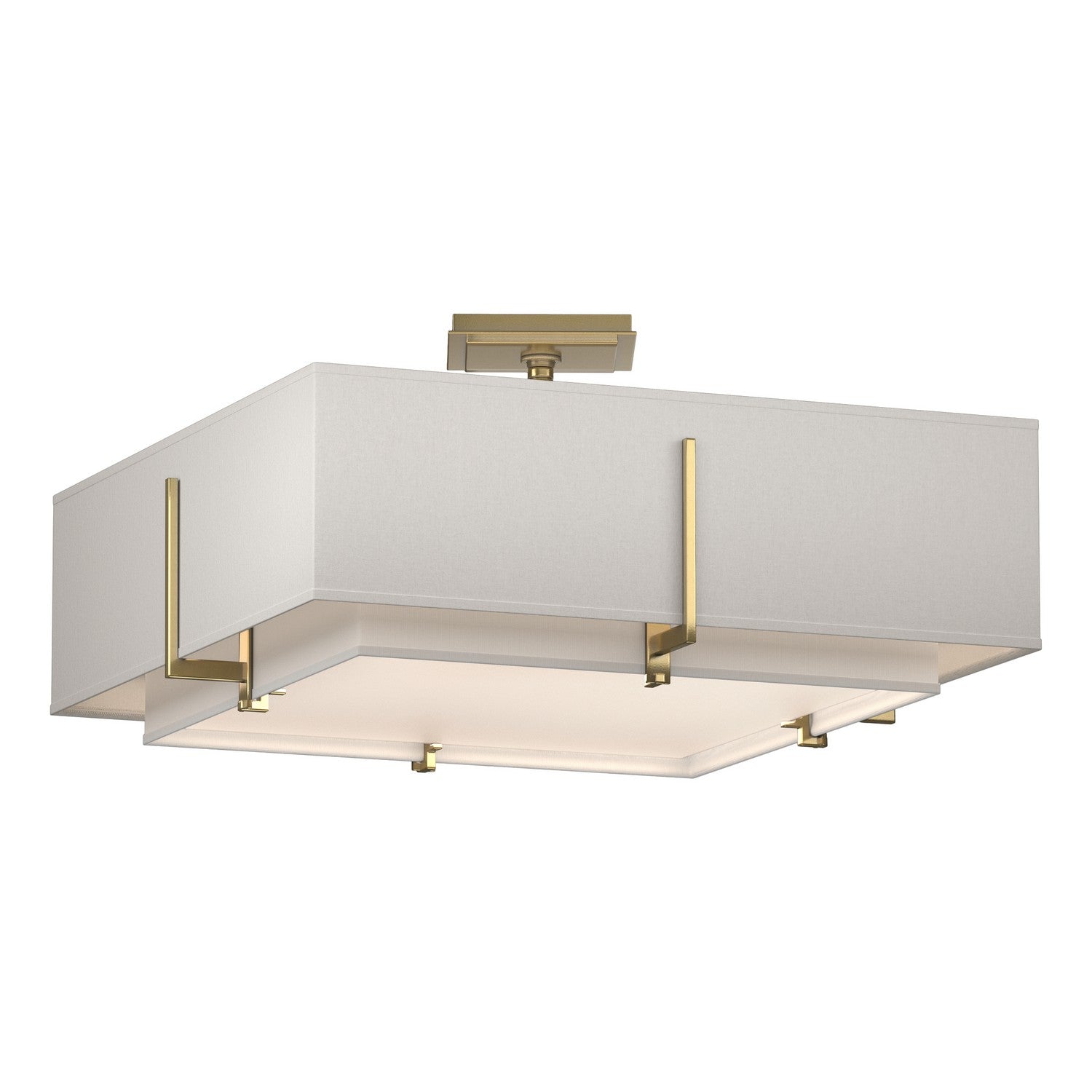 Hubbardton Forge - 126510-SKT-86-SF1605-SE2012 - Exos Square Double Shade Semi-Flush - Exos - Modern Brass