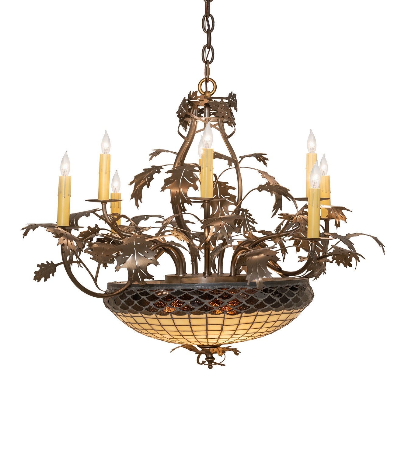 Meyda Tiffany - 259045 - 11 Light Chandelier - Greenbriar Oak - Antique Copper