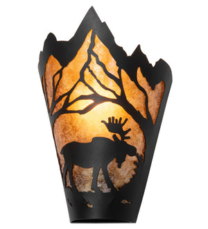 Meyda Tiffany - 261845 - One Light Wall Sconce - Moose At Dawn - Textured Black