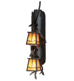 Meyda Tiffany - 261858 - Two Light Wall Sconce - Pine Branch - Black Satin Wrought Iron