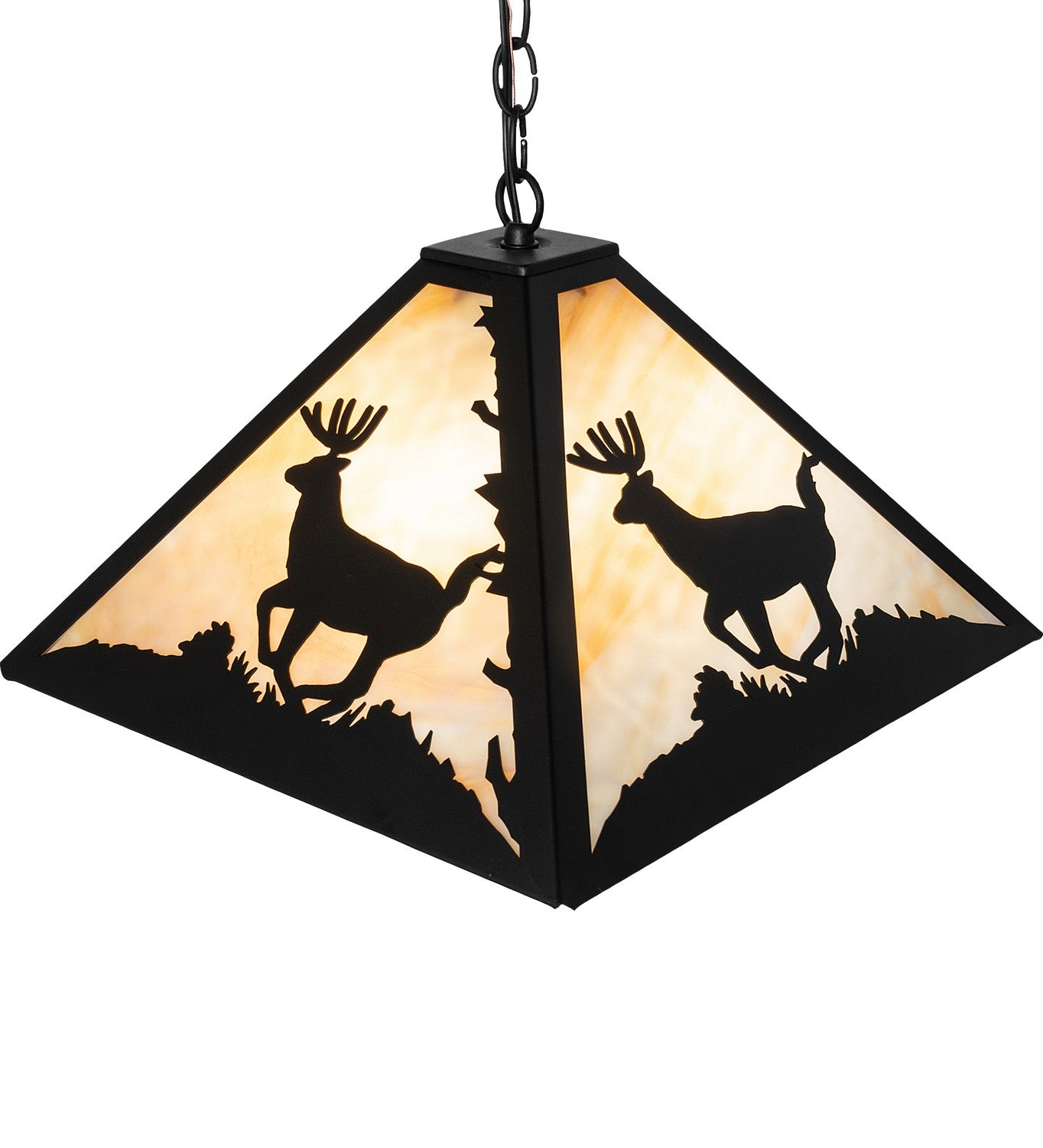 Meyda Tiffany - 262422 - Three Light Pendant - Lone Deer - Textured Black