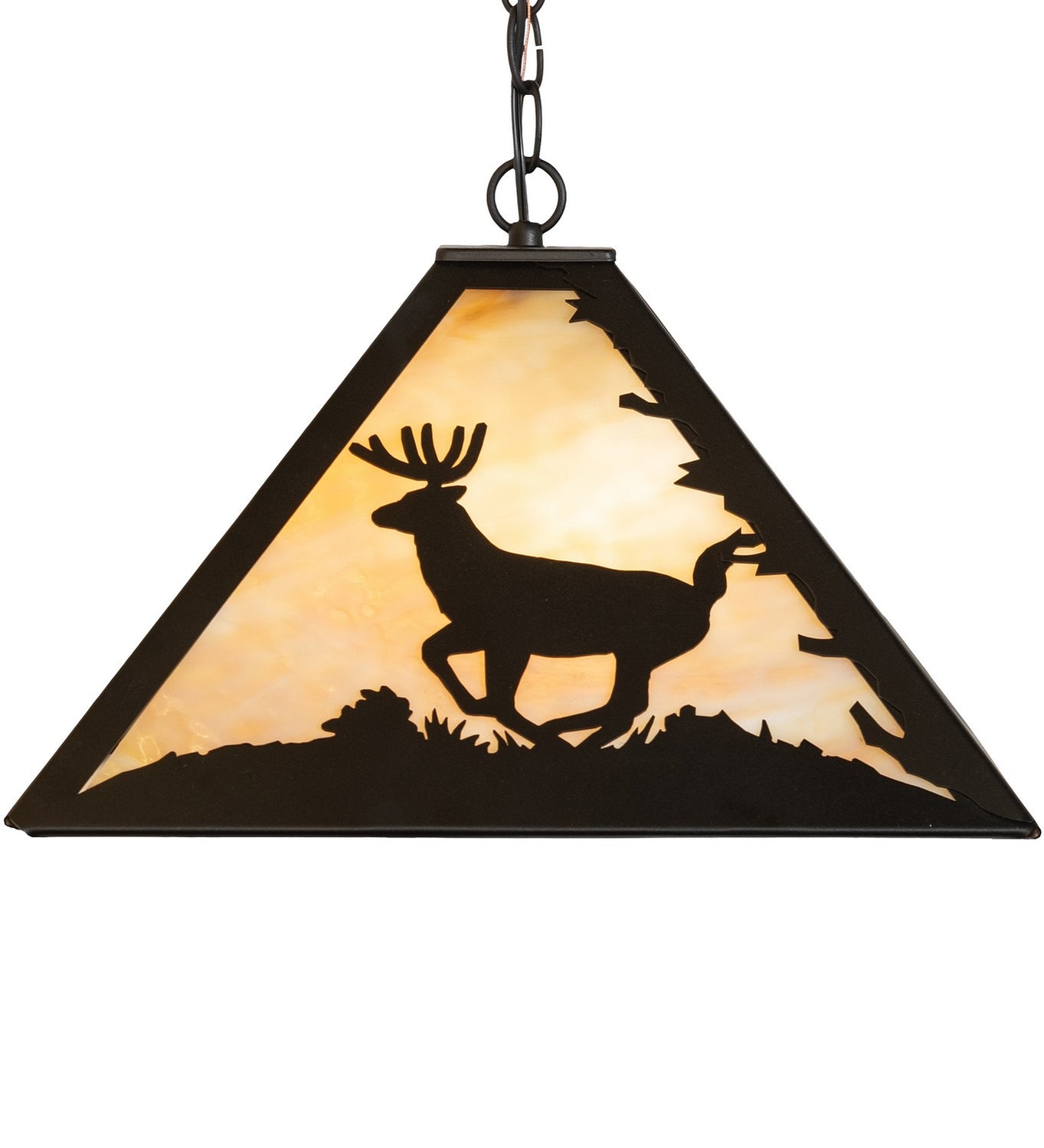 Meyda Tiffany - 262422 - Three Light Pendant - Lone Deer - Textured Black