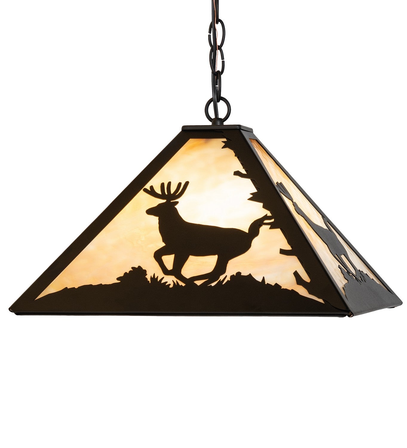 Meyda Tiffany - 262422 - Three Light Pendant - Lone Deer - Textured Black