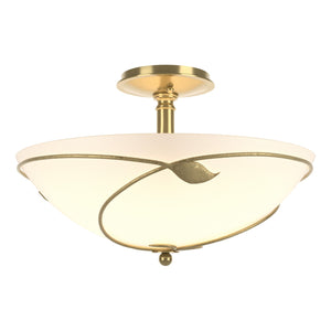 Hubbardton Forge - 126732-SKT-86-GG0052 - Three Light Semi Flush Mount - Leaf - Modern Brass