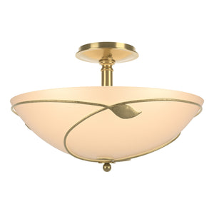 Hubbardton Forge - 126732-SKT-86-SS0052 - Three Light Semi Flush Mount - Leaf - Modern Brass