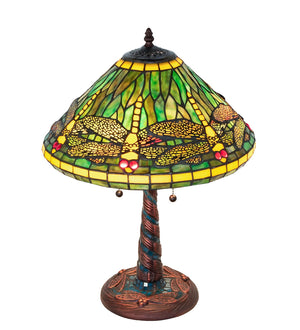 Meyda Tiffany - 259779 - Three Light Table Lamp - Tiffany Dragonfly - Mahogany Bronze