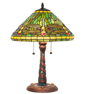 Meyda Tiffany - 259779 - Three Light Table Lamp - Tiffany Dragonfly - Mahogany Bronze