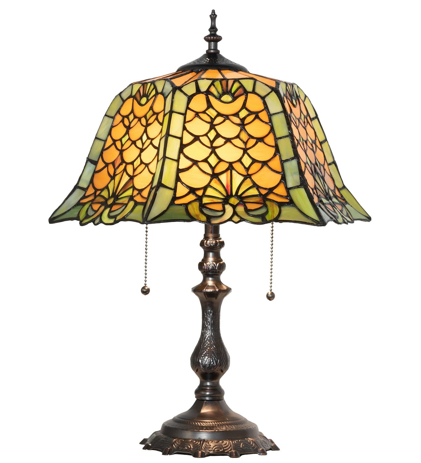 Meyda Tiffany - 264857 - Two Light Table Lamp - Duffner & Kimberly Shell & Diamond - Mahogany Bronze