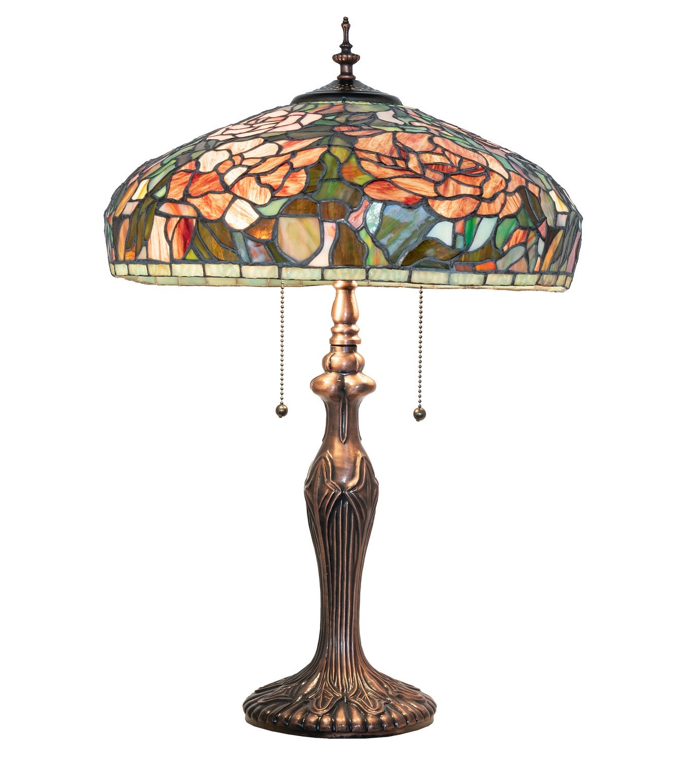 Meyda Tiffany - 265068 - Two Light Table Lamp - Tiffany Peony - Mahogany Bronze