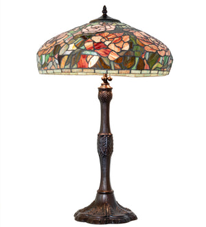 Meyda Tiffany - 265071 - Three Light Table Lamp - Tiffany Peony - Mahogany Bronze