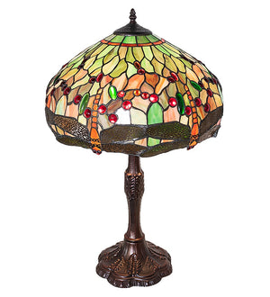 Meyda Tiffany - 265991 - Three Light Table Lamp - Tiffany Hanginghead Dragonfly - Mahogany Bronze