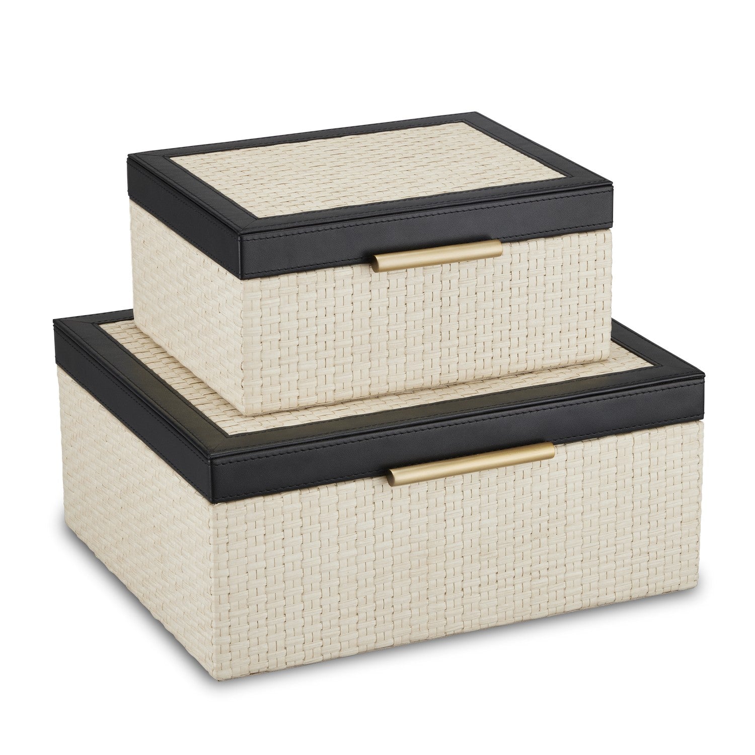 Currey and Company - 1200-0668 - Box Set of 2 - Deanna - Ivory/Black/Light Antique Brass/Beige