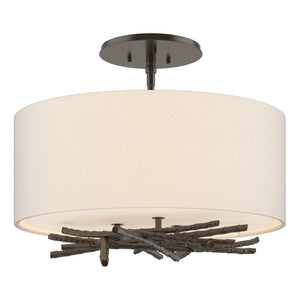 Hubbardton Forge - 127660-SKT-14-SE1505 - Three Light Semi Flush Mount - Brindille - Oil Rubbed Bronze