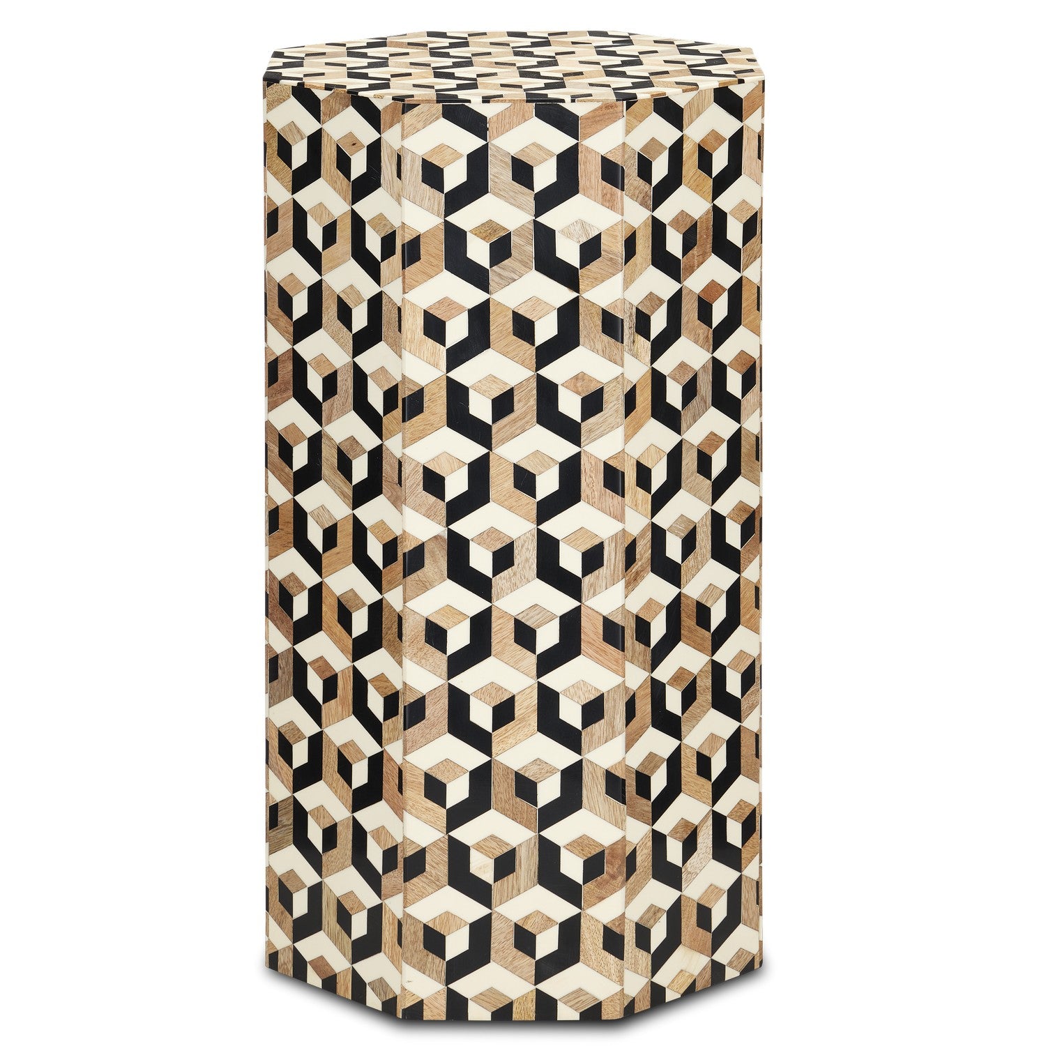 Currey and Company - 3000-0239 - Accent Table - Geo - Natural/White/Black