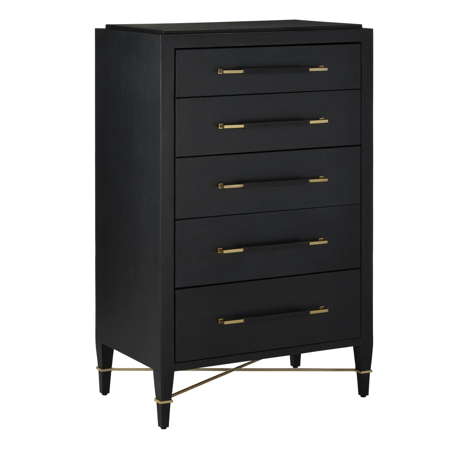 Currey and Company - 3000-0248 - Chest - Verona - Black Lacquered Linen/Champagne