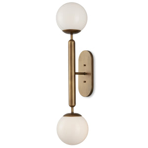 Currey and Company - 5800-0034 - Two Light Wall Sconce - Barbican - Antique Brass/White