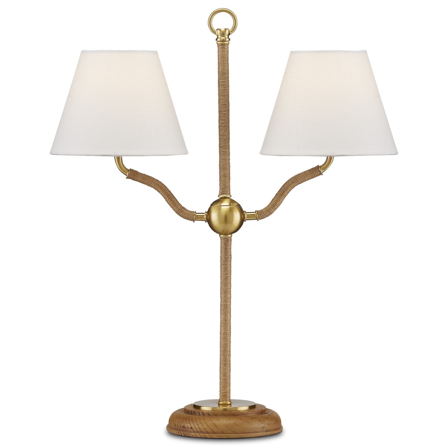 Currey and Company - 6000-0873 - Two Light Desk Lamp - Sirocco - Natural/Antique Brass