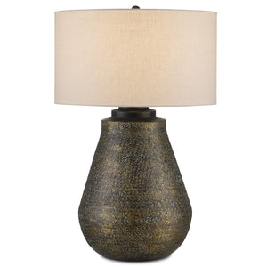 Currey and Company - 6000-0890 - One Light Table Lamp - Brigadier - Antique Brass/Black/Whitewash