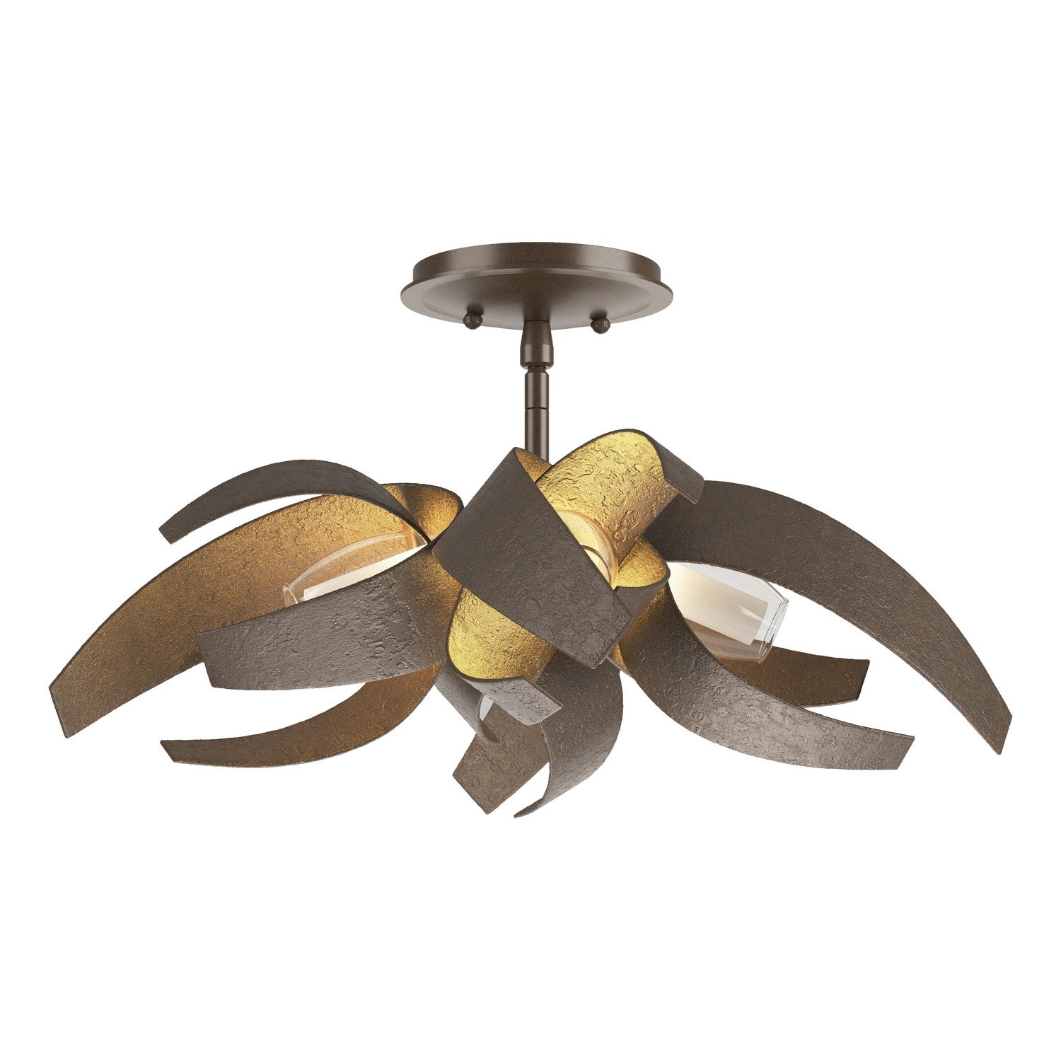 Hubbardton Forge - 128712-SKT-05-YE0352 - Four Light Semi-Flush Mount - Corona - Bronze