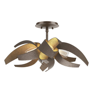 Hubbardton Forge - 128712-SKT-05-YE0352 - Four Light Semi-Flush Mount - Corona - Bronze