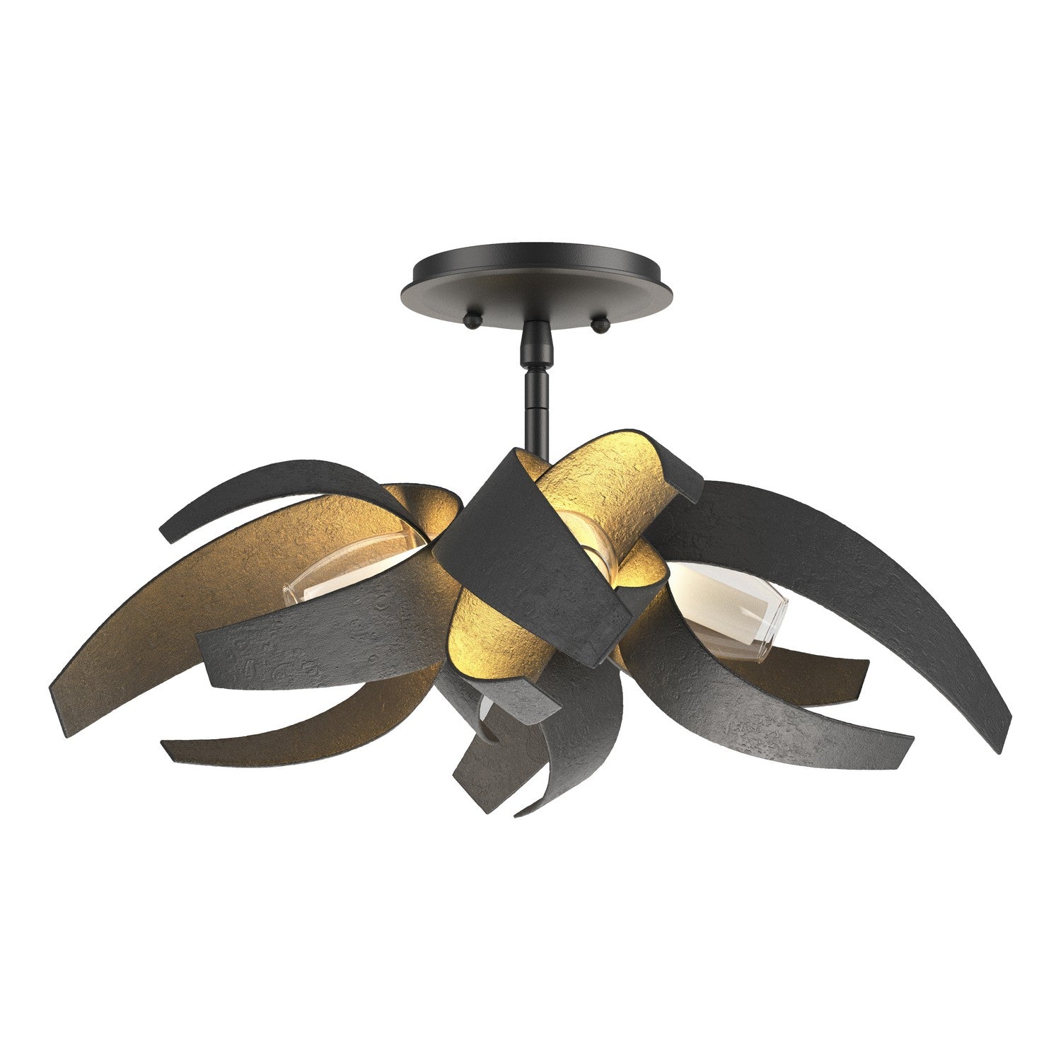 Hubbardton Forge - 128712-SKT-10-YE0352 - Four Light Semi-Flush Mount - Corona - Black