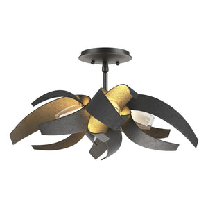 Hubbardton Forge - 128712-SKT-10-YE0352 - Four Light Semi-Flush Mount - Corona - Black