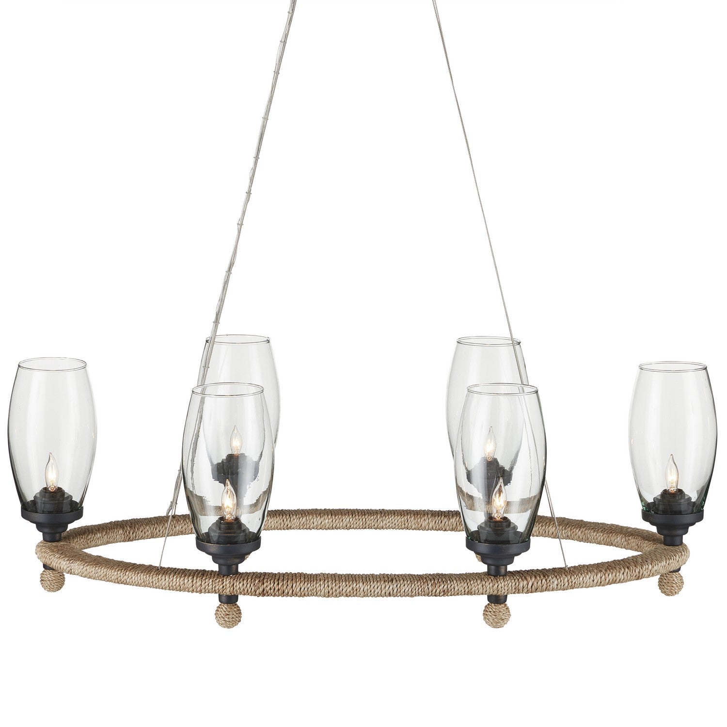 Currey and Company - 9000-1086 - Six Light Chandelier - Hightider - Natural/Clear/French Black