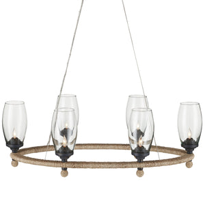 Currey and Company - 9000-1086 - Six Light Chandelier - Hightider - Natural/Clear/French Black