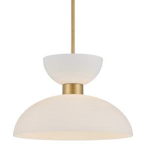 Currey and Company - 9000-1094 - One Light Pendant - Zevio - Antique Brass/White/Opaque