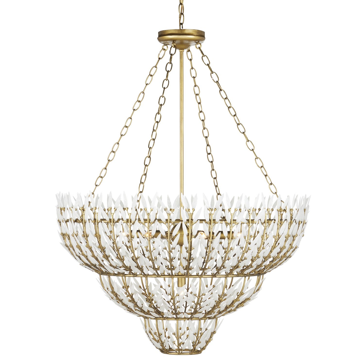 Currey and Company - 9000-1099 - Seven Light Chandelier - Magnum Opus - Brass/White