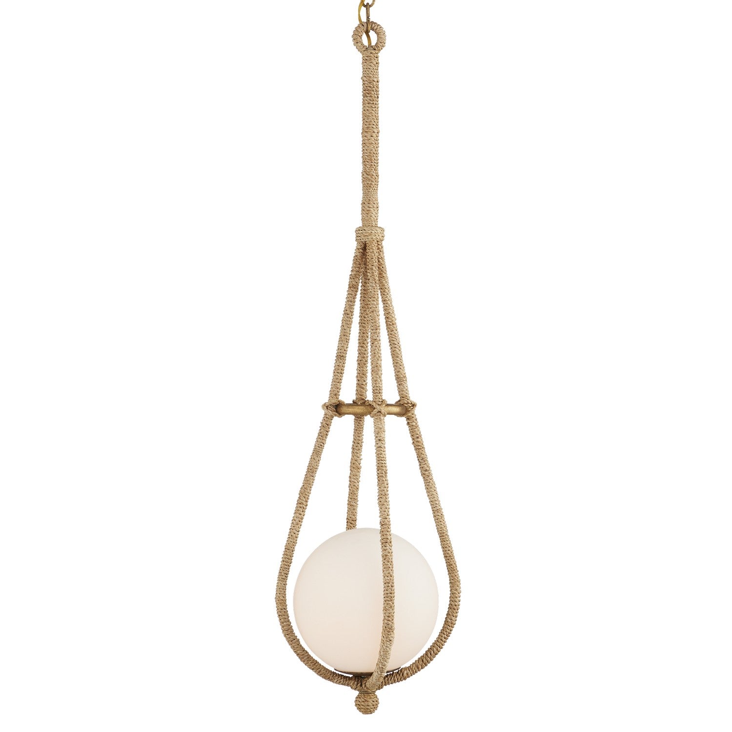 Currey and Company - 9000-1104 - One Light Pendant - Passageway - Natural/Dorado Gold/Frosted White