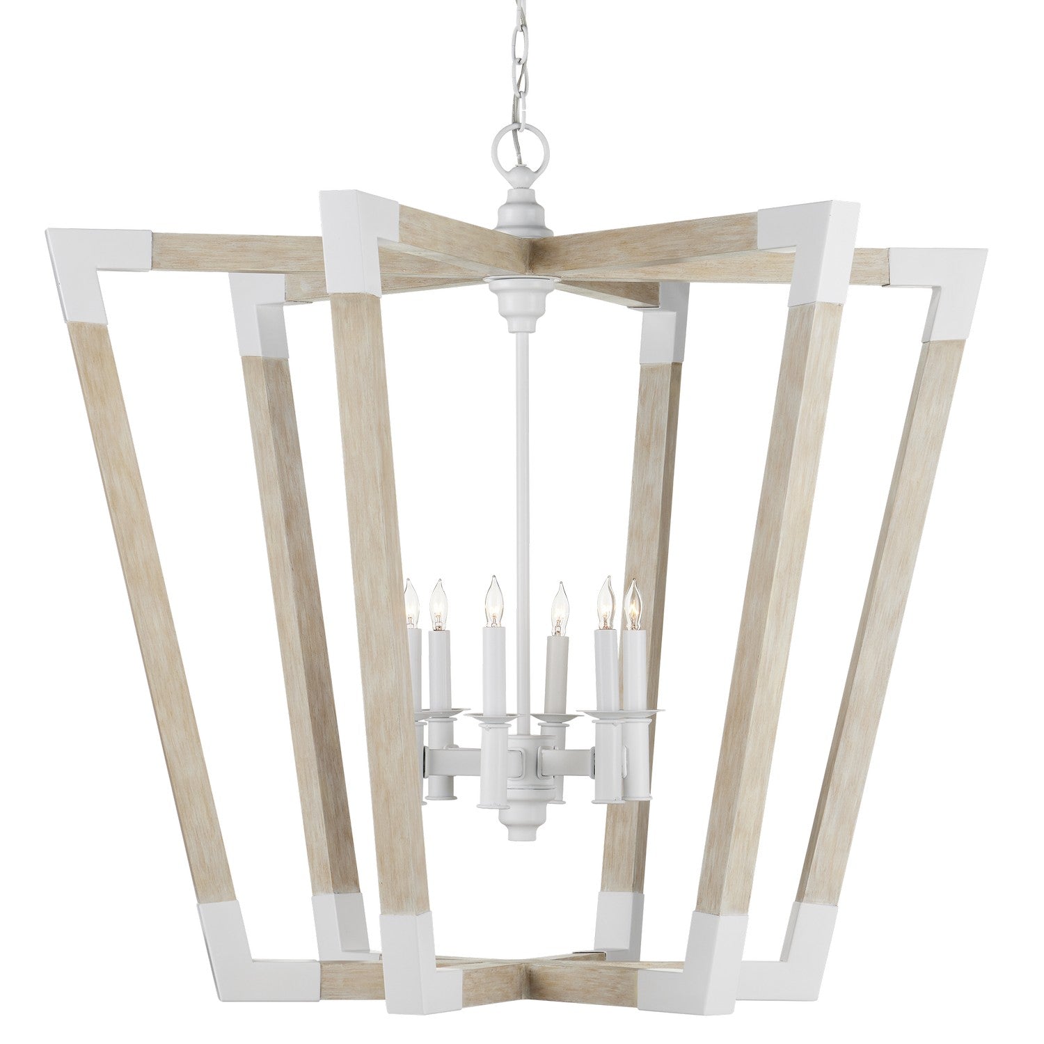 Currey and Company - 9000-1110 - Six Light Lantern - Bastian - Sugar White/Sandstone