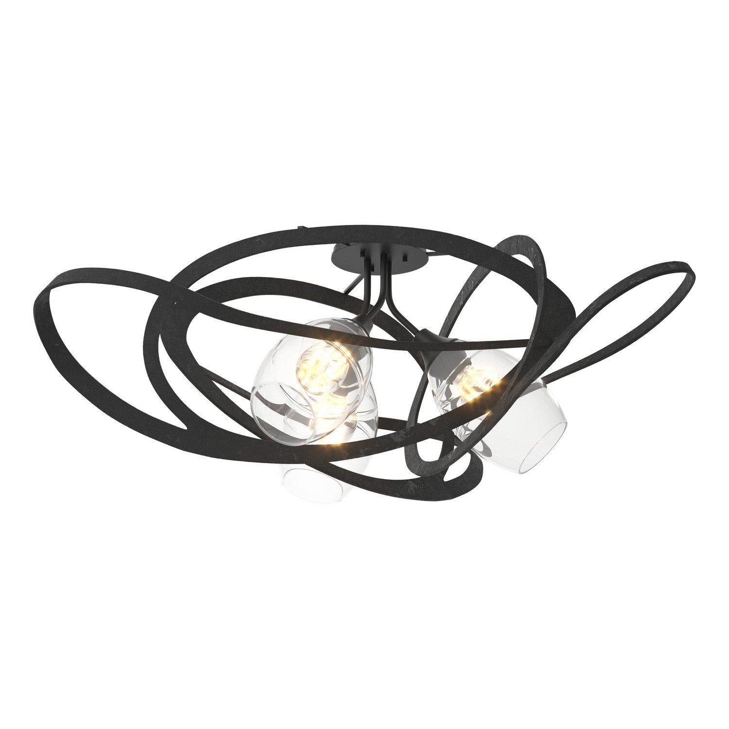 Hubbardton Forge - 128720-SKT-10-ZM0621 - Three Light Semi-Flush Mount - Nest - Black