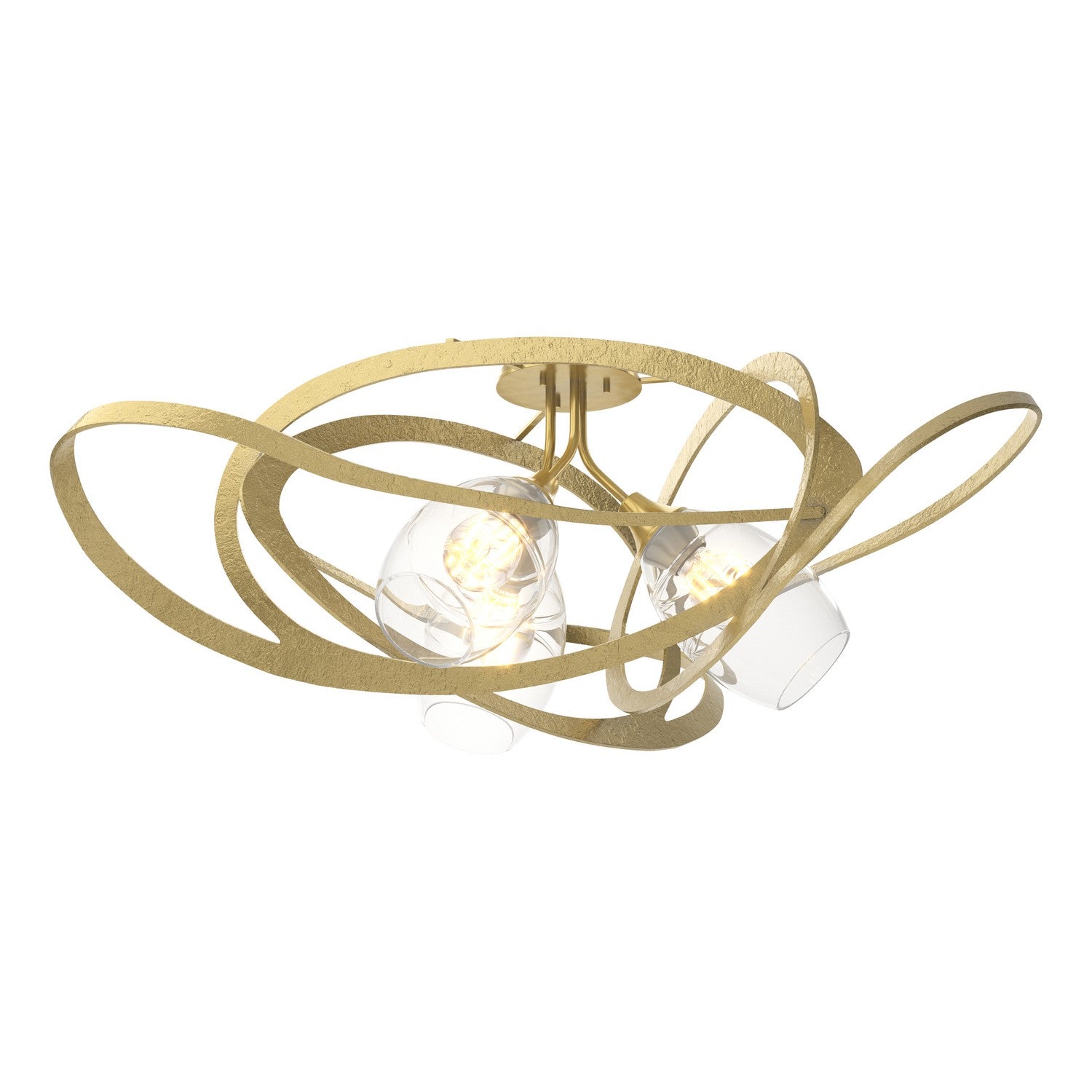 Hubbardton Forge - 128720-SKT-86-ZM0621 - Three Light Semi Flush Mount - Nest - Modern Brass