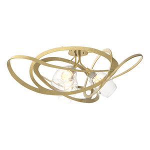 Hubbardton Forge - 128720-SKT-86-ZM0621 - Three Light Semi Flush Mount - Nest - Modern Brass