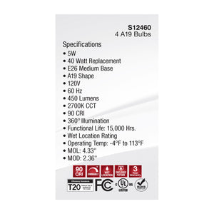Satco - S12460 - Light Bulb - Clear