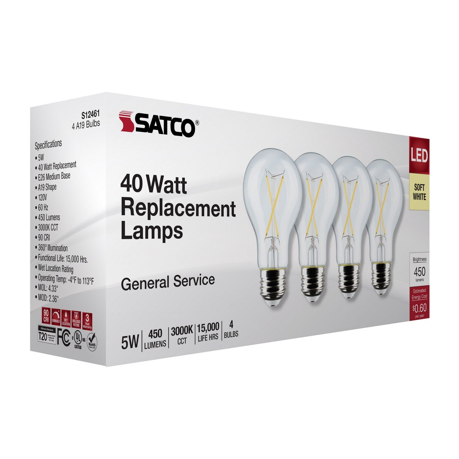 Satco - S12461 - Light Bulb - Clear