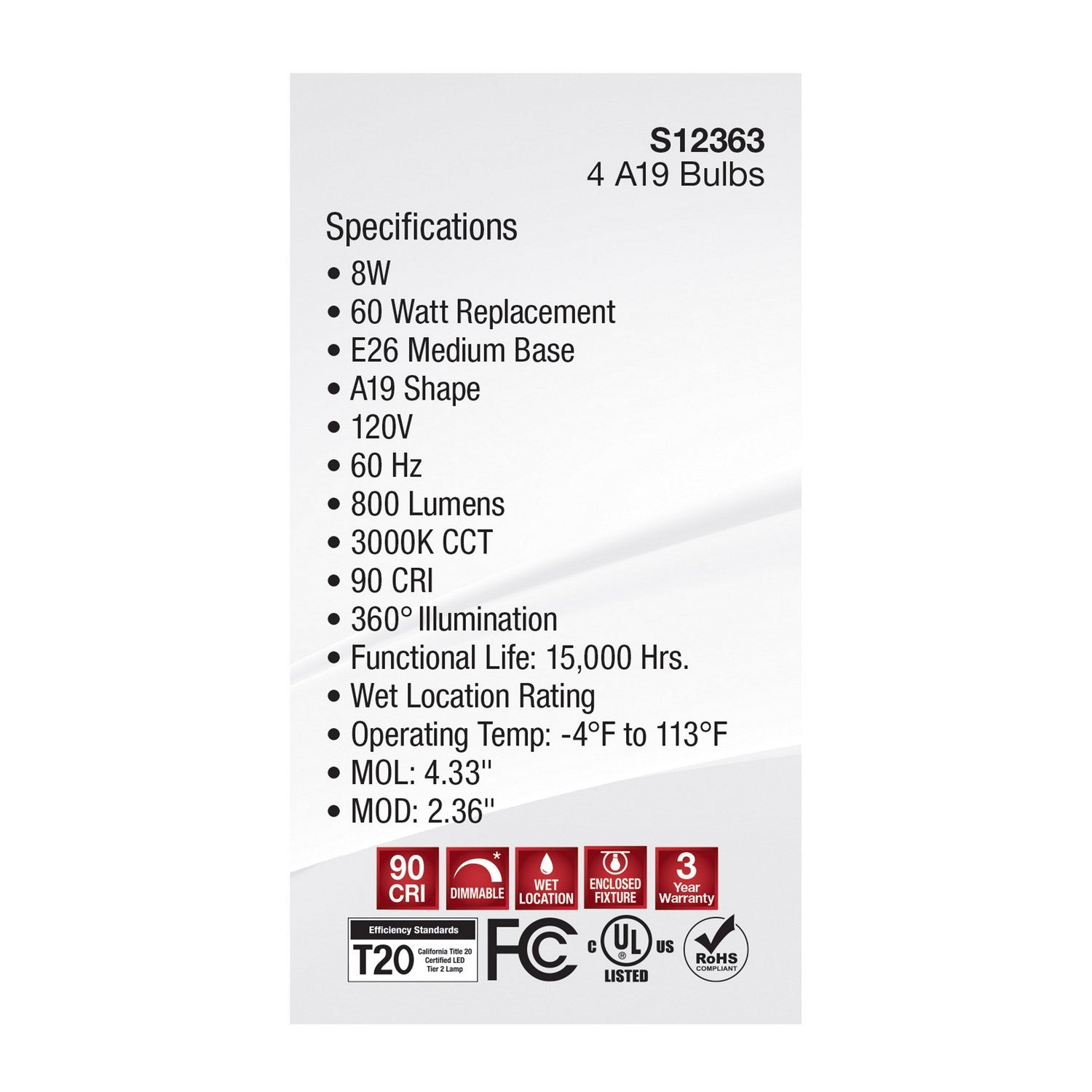 Satco - S12463 - Light Bulb - Clear