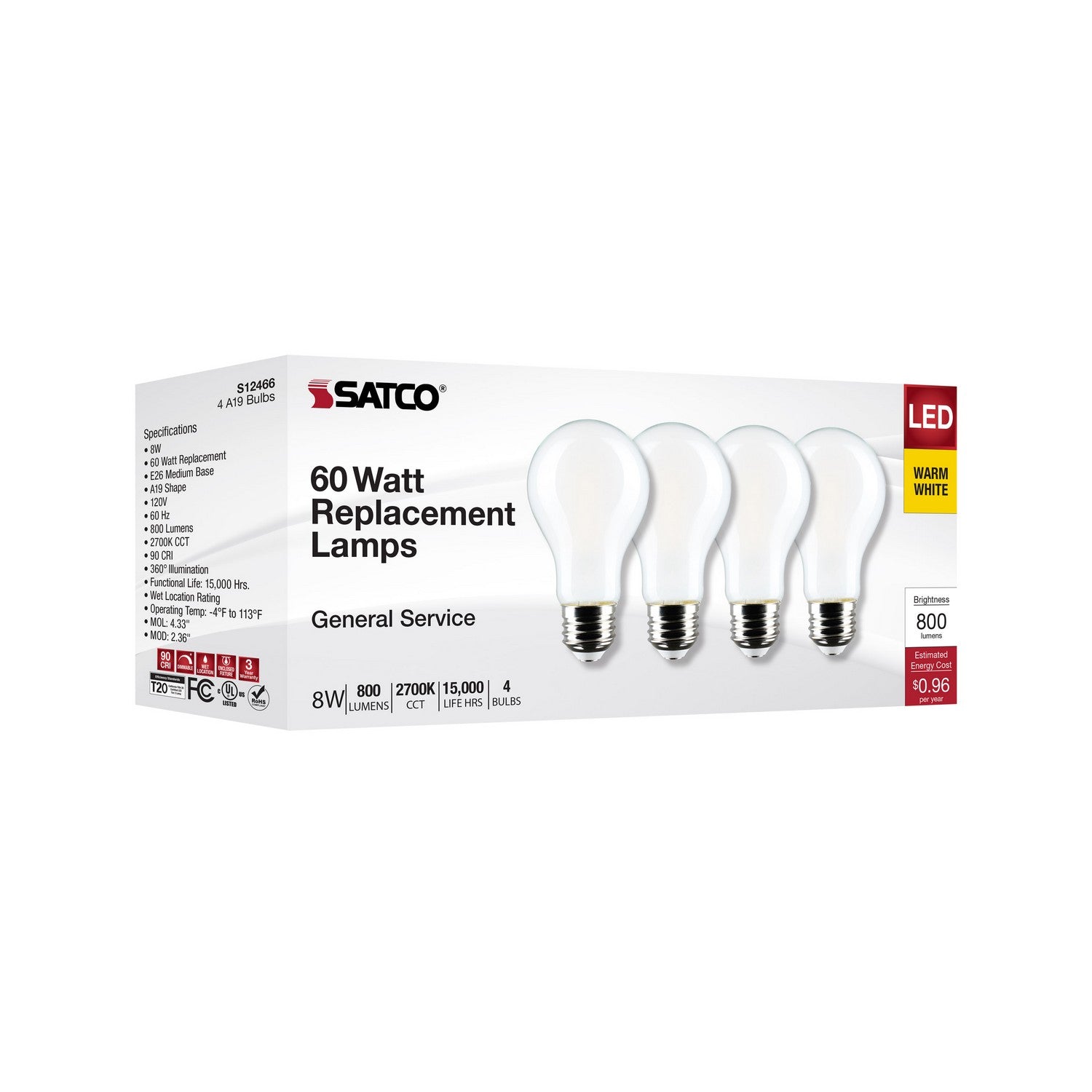Satco - S12466 - Light Bulb - Soft White
