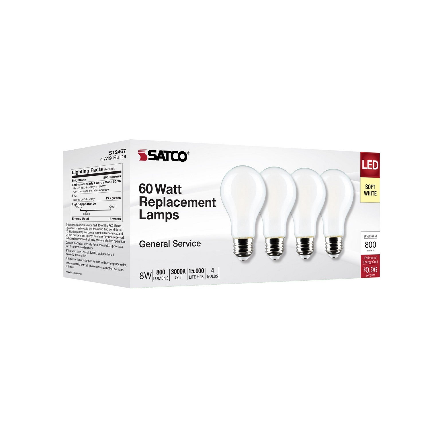 Satco - S12467 - Light Bulb - Soft White